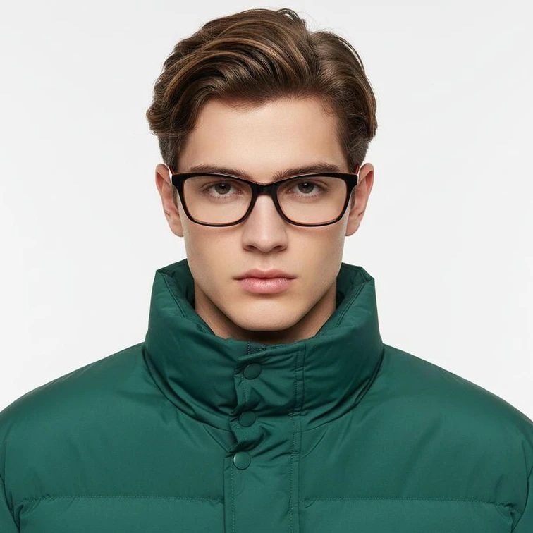 Lunettes rectangulaires en acétate noir #BS2012-0535
