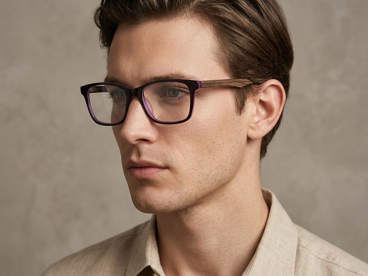 Rectangular Black Acetate Glasses #BS2012-0537