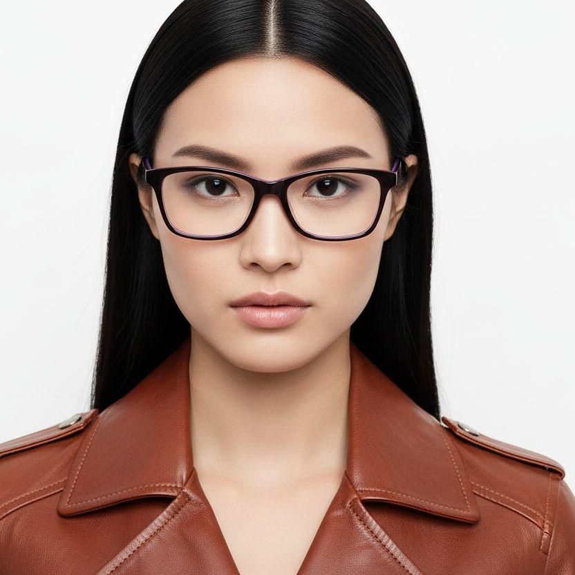 Rectangular Black Acetate Glasses #BS2012-0537