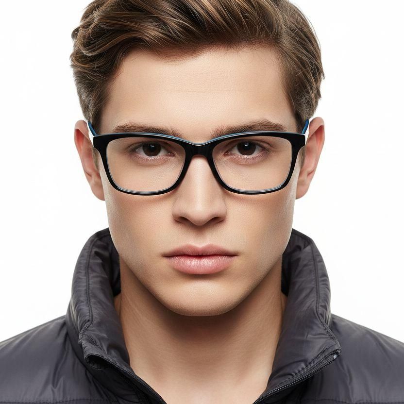 Rectangular Black Acetate Glasses #BS2012-0539