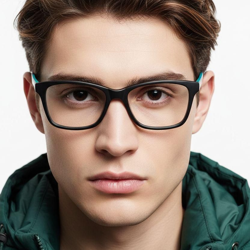 Rectangular Black Acetate Glasses #BS2012-0540