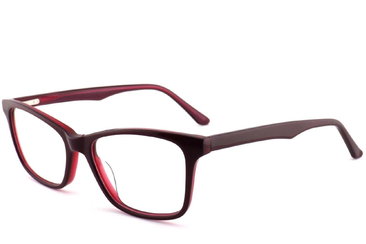 Rectangular Red Acetate Glasses #BS2012-0542