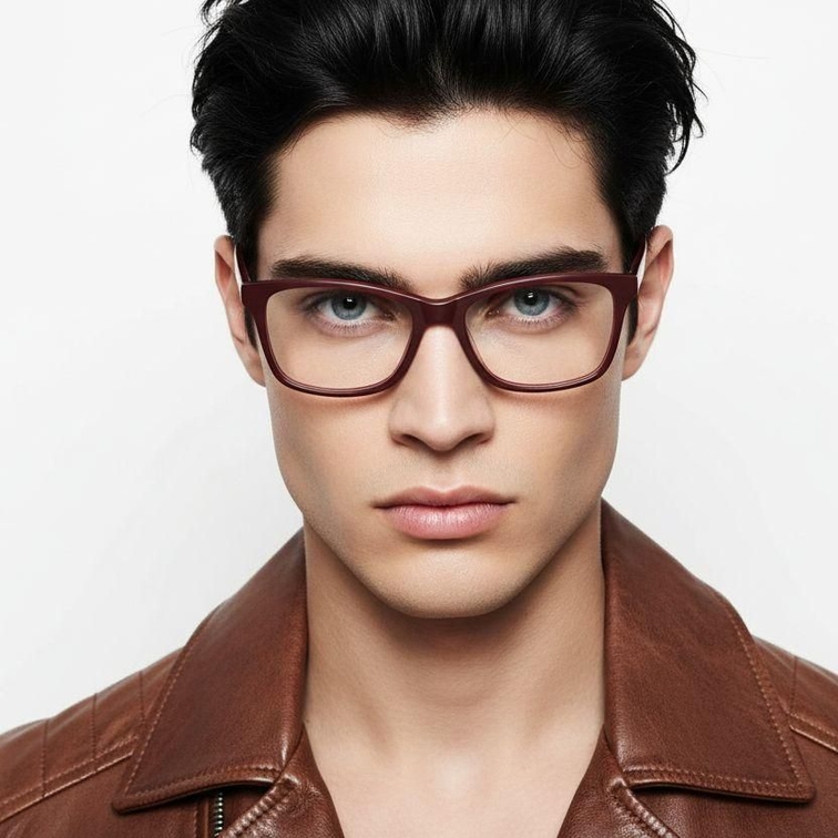 Rectangular Red Acetate Glasses #BS2012-0542