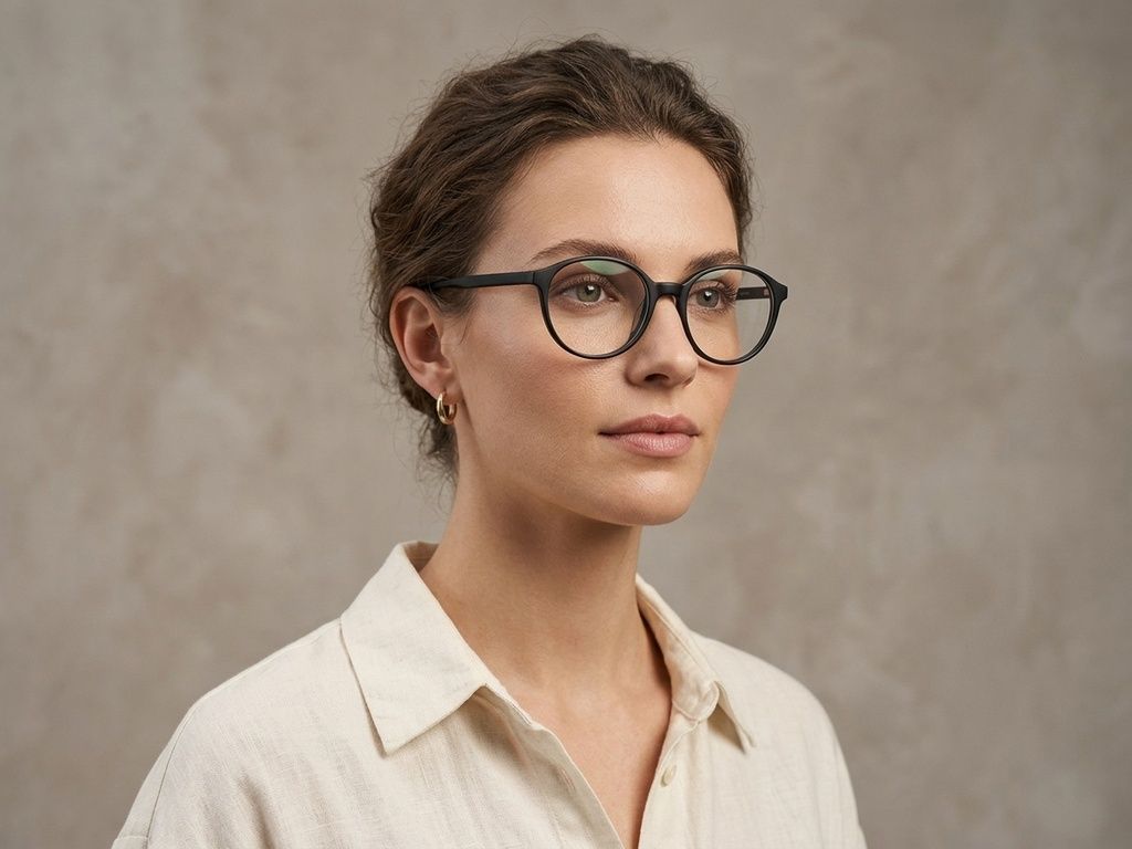 Oval Black Acetate Glasses #BS2012-0543