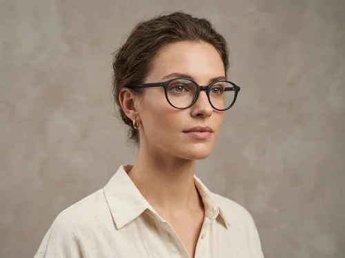 Lunettes ovales en acétate noir #BS2012-0543