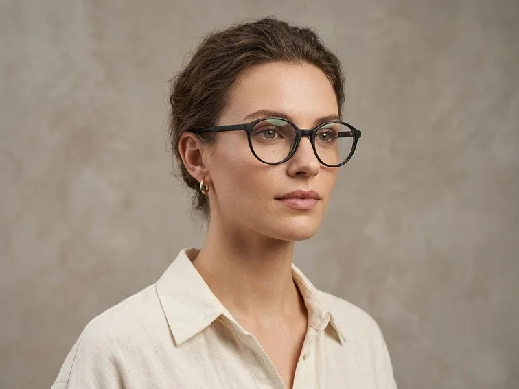 Oval Black Acetate Glasses #BS2012-0543