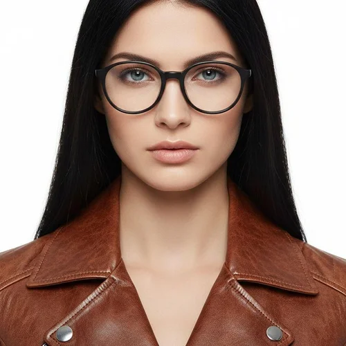 Lunettes ovales en acétate noir #BS2012-0543