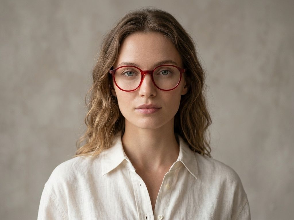 Oval Red Acetate Glasses #BS2012-0544