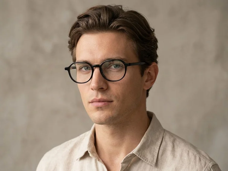 Oval Black Acetate Glasses #BS2012-0553