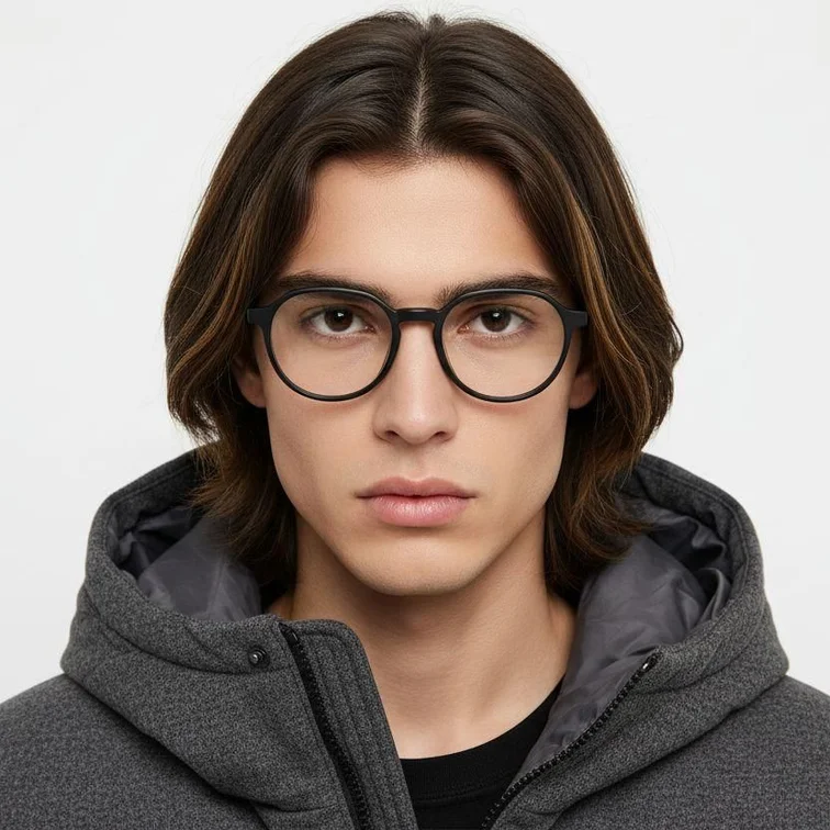 Oval Black Acetate Glasses #BS2012-0553