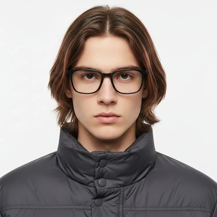Rectangular Black Acetate Glasses #BS2012-0558