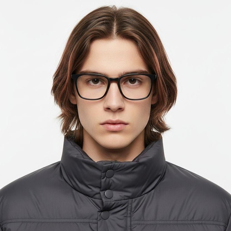 Lunettes rectangulaires en acétate noir #BS2012-0558