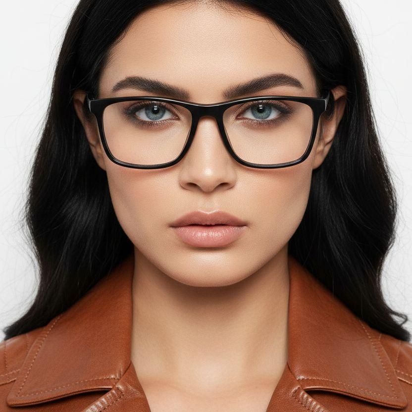 Rectangular Black Acetate Glasses #BS2012-0563