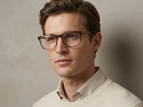 Lunettes rectangulaires en acétate brun #BS2012-0565