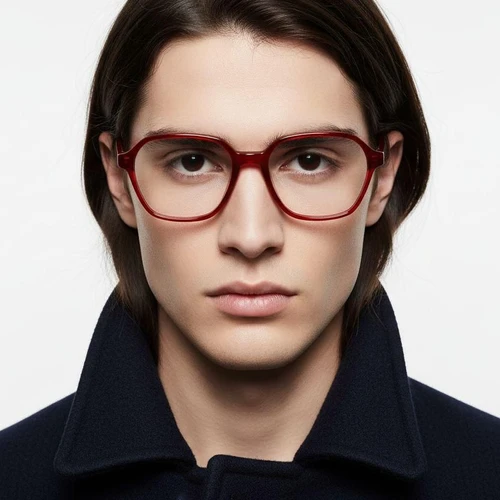 Rectangular Red Acetate Glasses #BS2012-0569