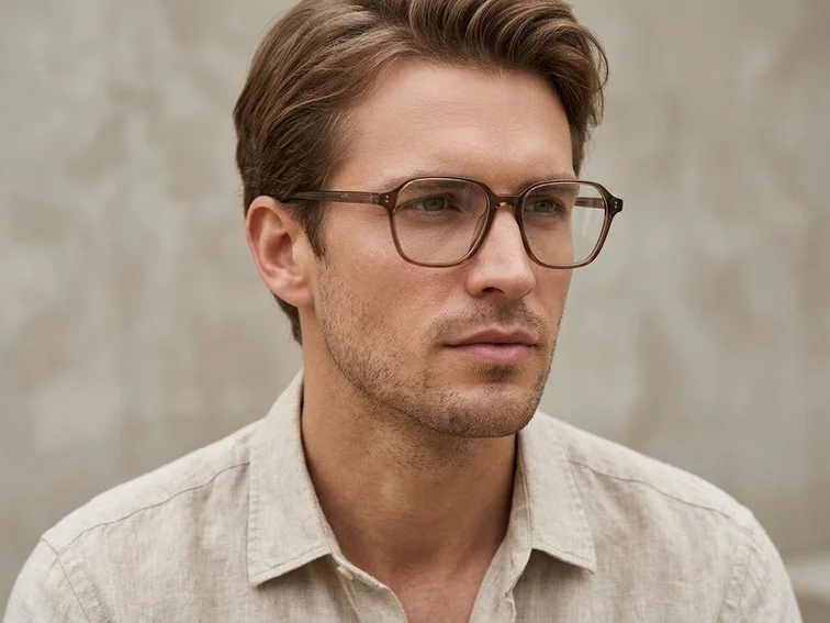 Rectangular Brown Acetate Glasses #BS2012-0570
