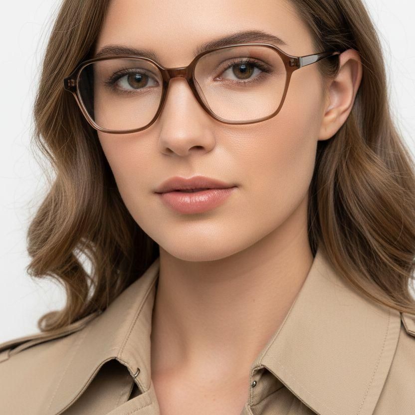 Rectangular Brown Acetate Glasses #BS2012-0570