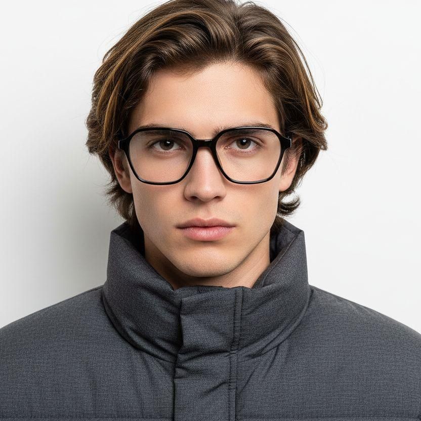 Rectangular Grey Acetate Glasses #BS2012-0572