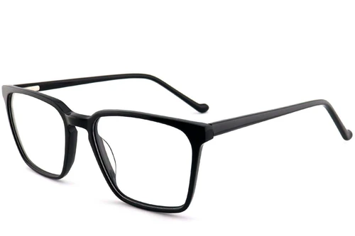 Rectangular Black Acetate Glasses #BS2012-0573