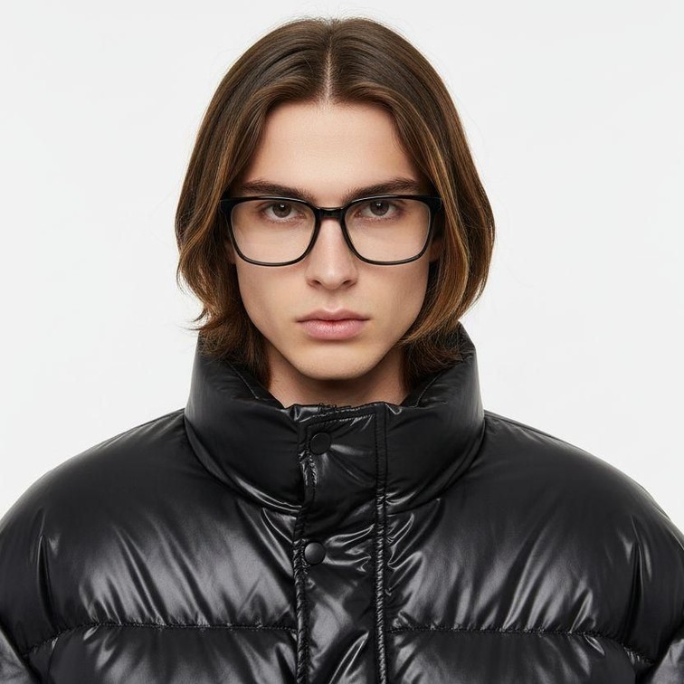 Lunettes rectangulaires en acétate noir #BS2012-0573