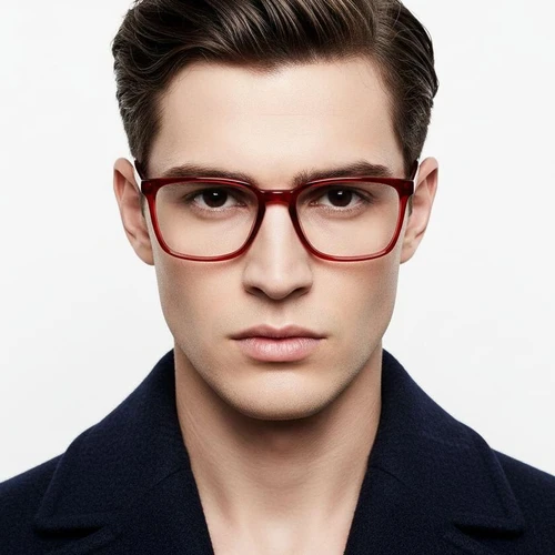 Rectangular Red Acetate Glasses #BS2012-0574
