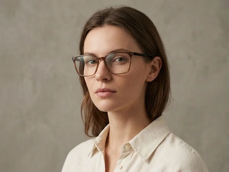 Lunettes rectangulaires en acétate brun #BS2012-0575