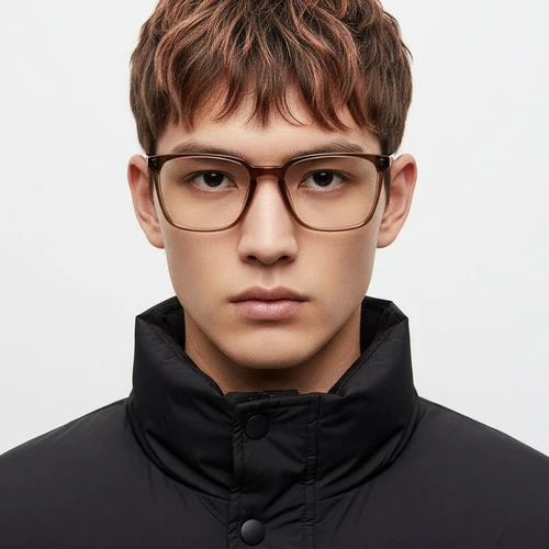 Rectangular Brown Acetate Glasses #BS2012-0575