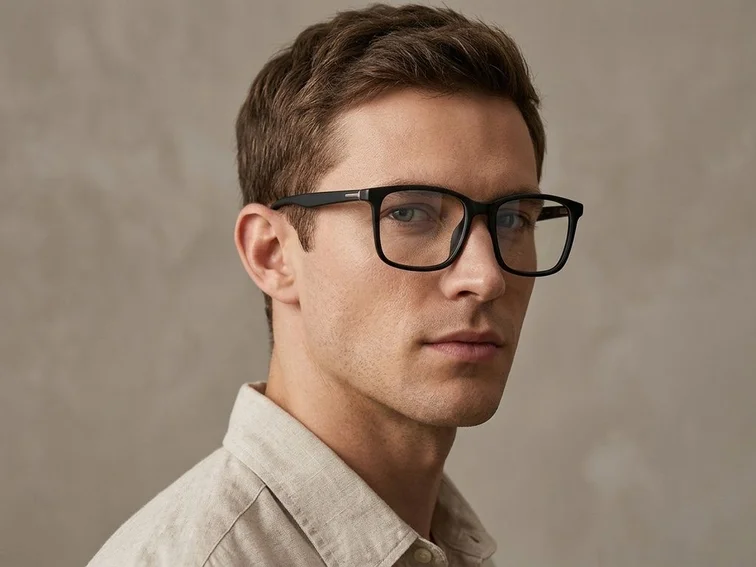 Rectangular Black Acetate Glasses #BS2012-0578