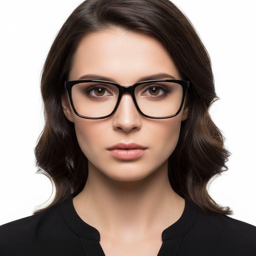 Rectangular Black Acetate Glasses #BS2012-0578