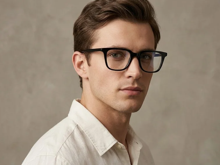 Rectangular Black Acetate Glasses #BS2012-0585