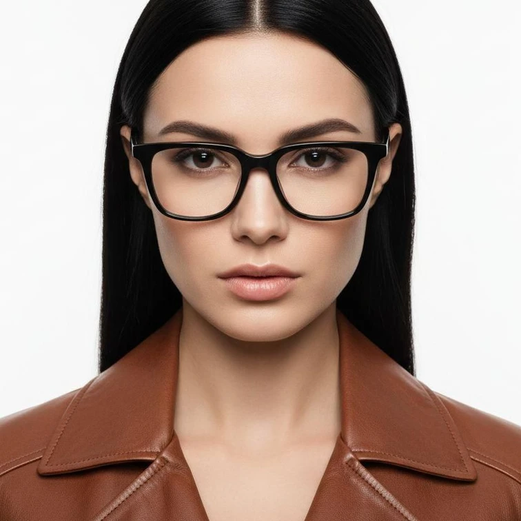 Rectangular Black Acetate Glasses #BS2012-0585