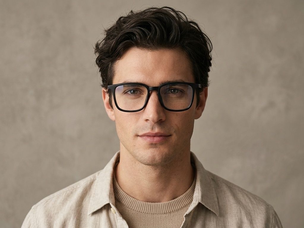 Rectangular Black Acetate Glasses #BS2012-0588