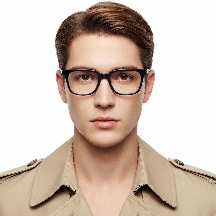 Rectangular Black Acetate Glasses #BS2012-0588