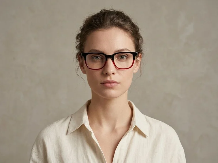 Rectangular Red Acetate Glasses #BS2012-0589