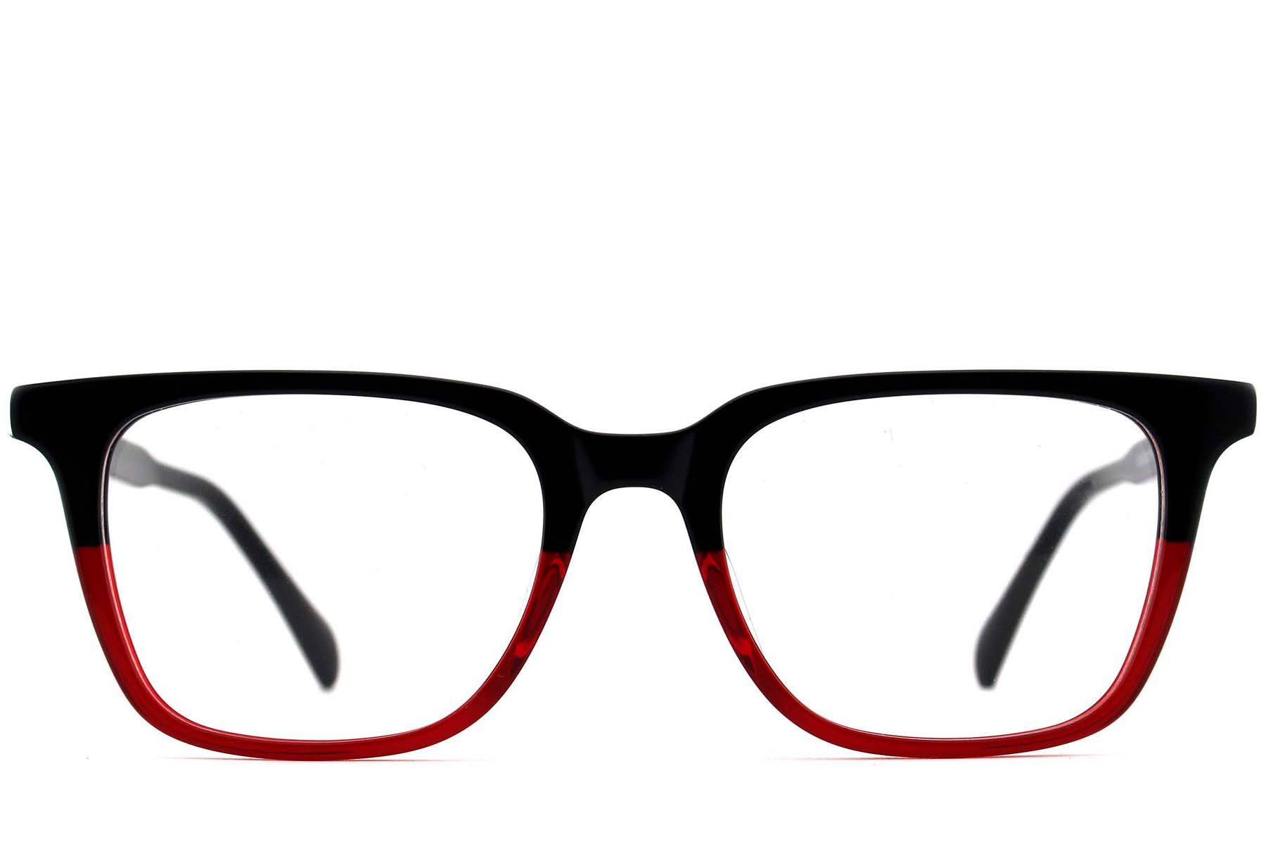 Rectangular Red Acetate Glasses #BS2012-0589