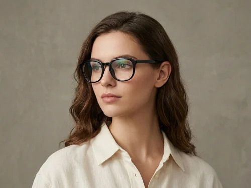 Lunettes ovales en acétate noir #BS2012-0591