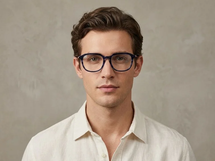 Lunettes ovales en acétate bleu #BS2012-0592