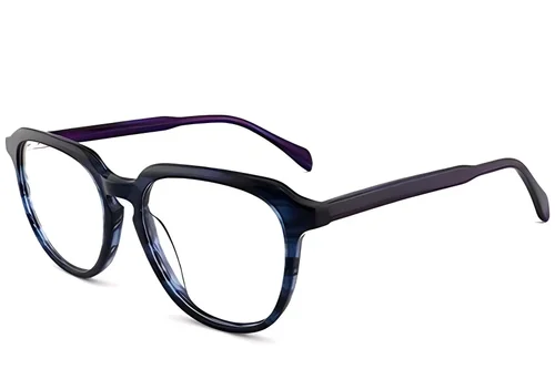 Lunettes ovales en acétate bleu #BS2012-0592