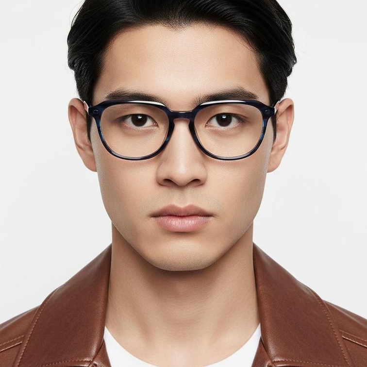Oval Blue Acetate Glasses #BS2012-0592