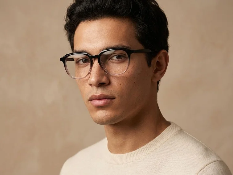 Lunettes ovales en acétate gris #BS2012-0593