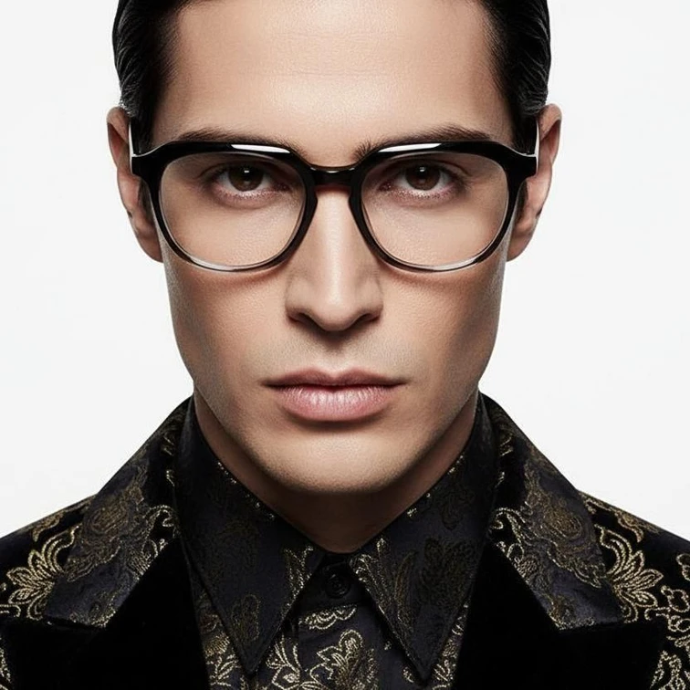 Lunettes ovales en acétate gris #BS2012-0593