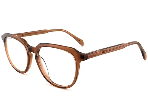 Lunettes ovales en acétate brun #BS2012-0595