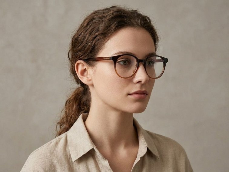 Round Brown Acetate Glasses #BS2012-0597