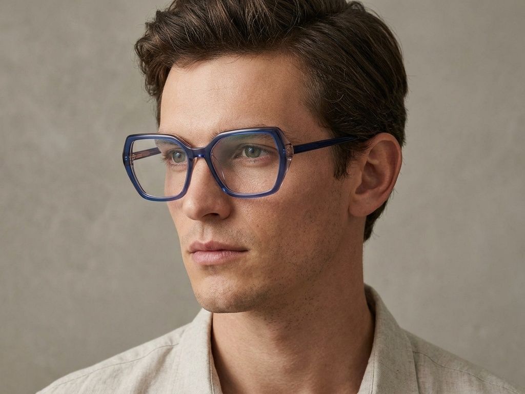Geometric Blue Acetate Glasses #BS2012-0602