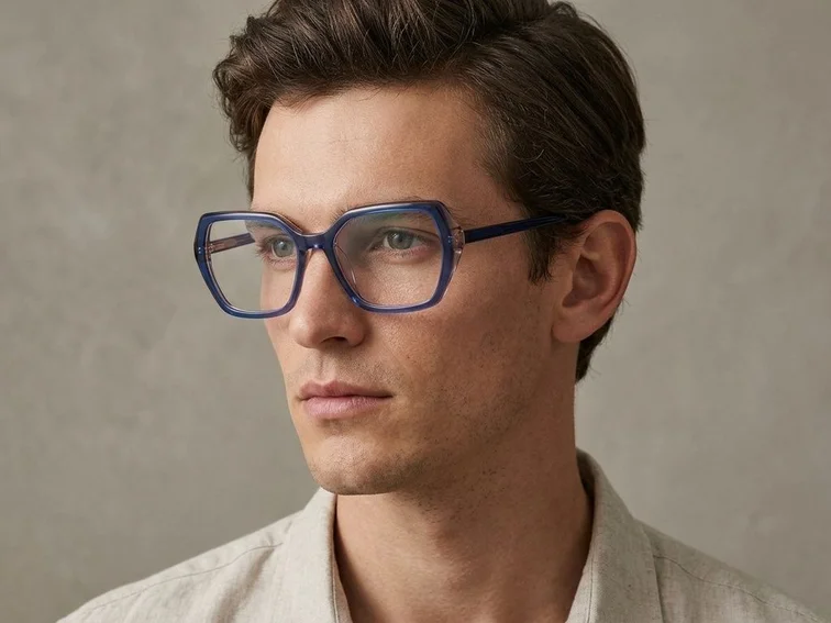 Geometric Blue Acetate Glasses #BS2012-0602