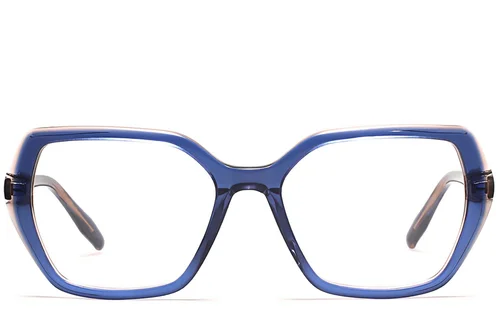 Lunettes géométriques en acétate bleu #BS2012-0602