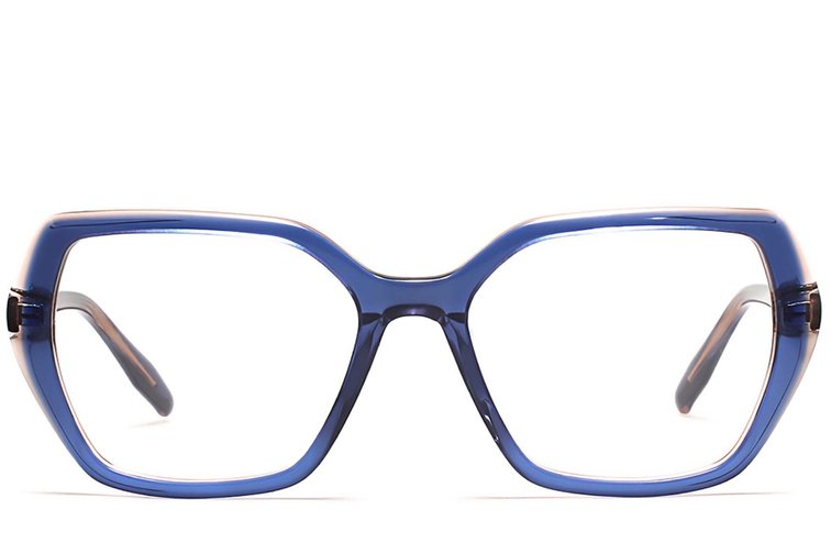 Occhiali in acetato blu con motivo geometrico #BS2012-0602