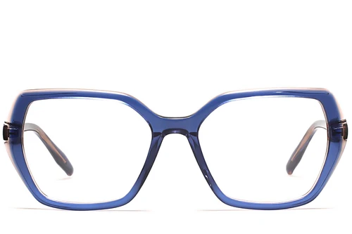 Lunettes géométriques en acétate bleu #BS2012-0602