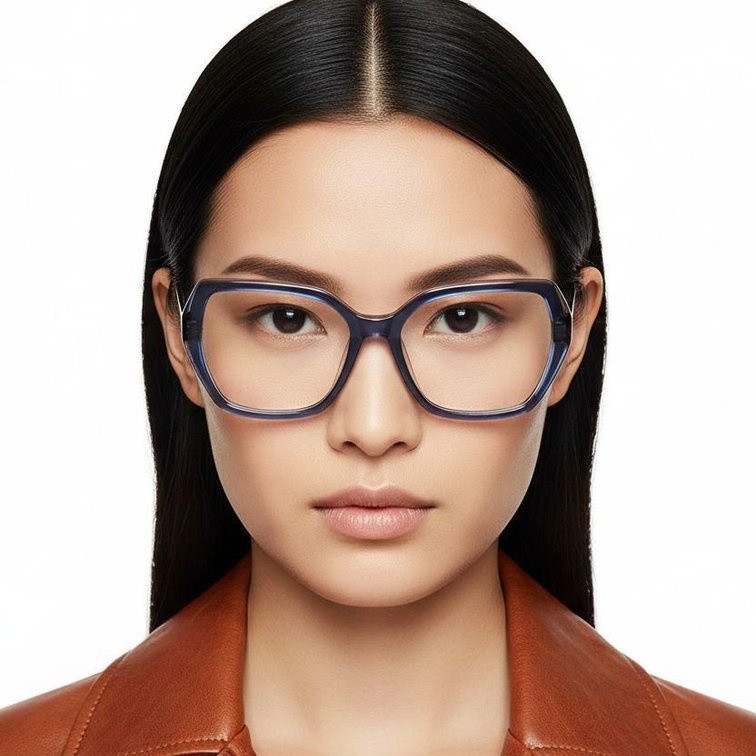 Occhiali in acetato blu con motivo geometrico #BS2012-0602