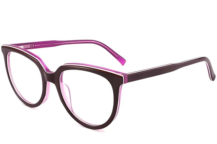 Lunettes ovales en acétate violet #BS2012-0606